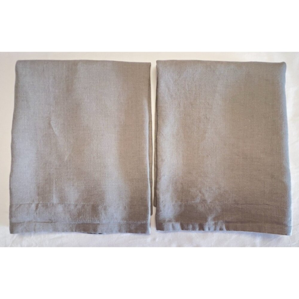 RESTORATION HARDWARE Pillow Sham Stonewashed Belgian Linen Gray Pair Luxury Bed - Picture 2 of 12